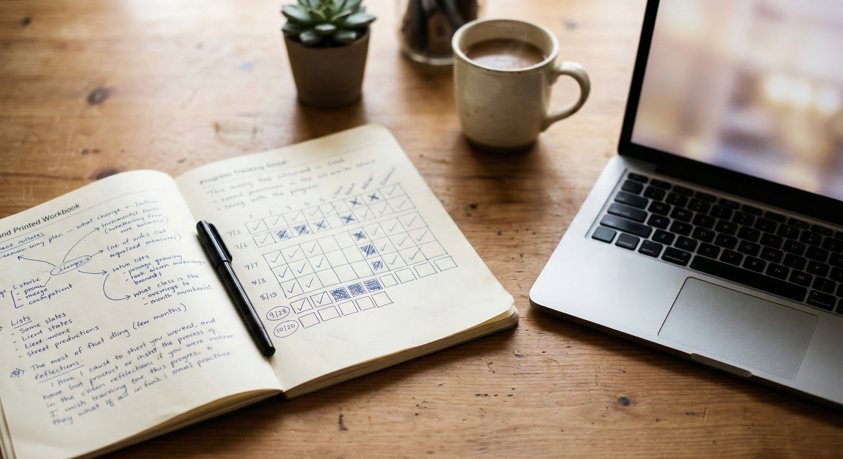 A notebook on a table