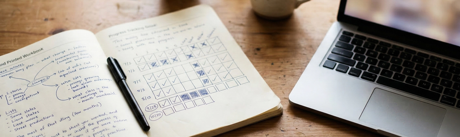 A notebook on a table