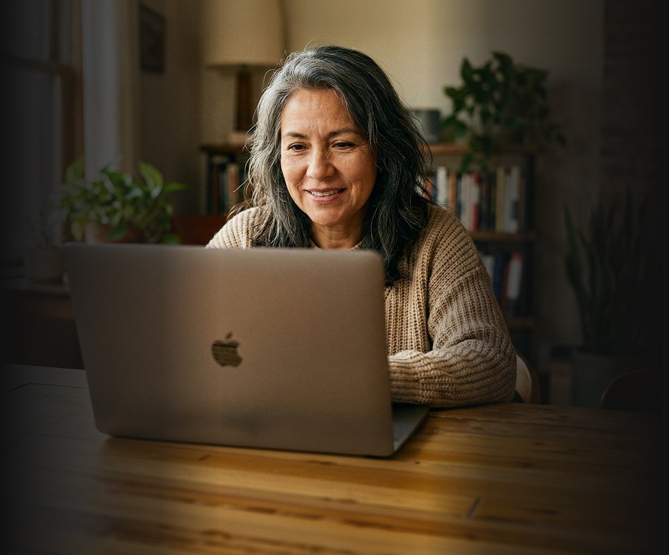 A woman on her computer