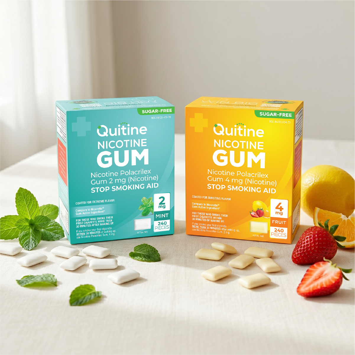 Person chewing Quitine nicotine gum