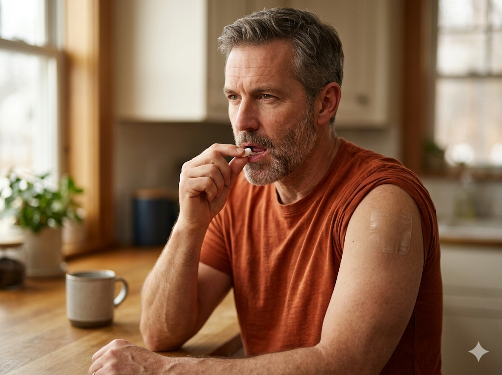 A man eating a nicotine Gum