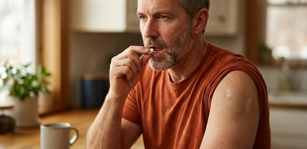 A man eating a nicotine Gum