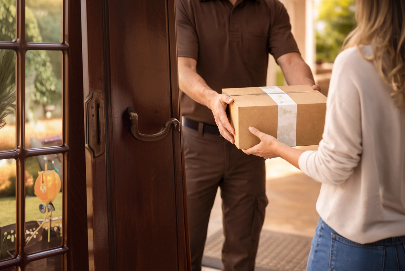 A men handing a parcel