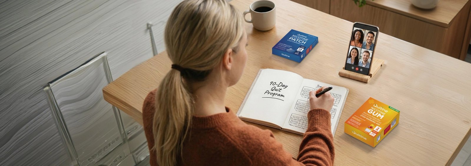A woman writing in a book