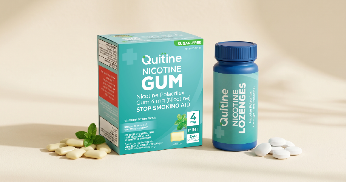 Quitine nicotine gum and lozenges