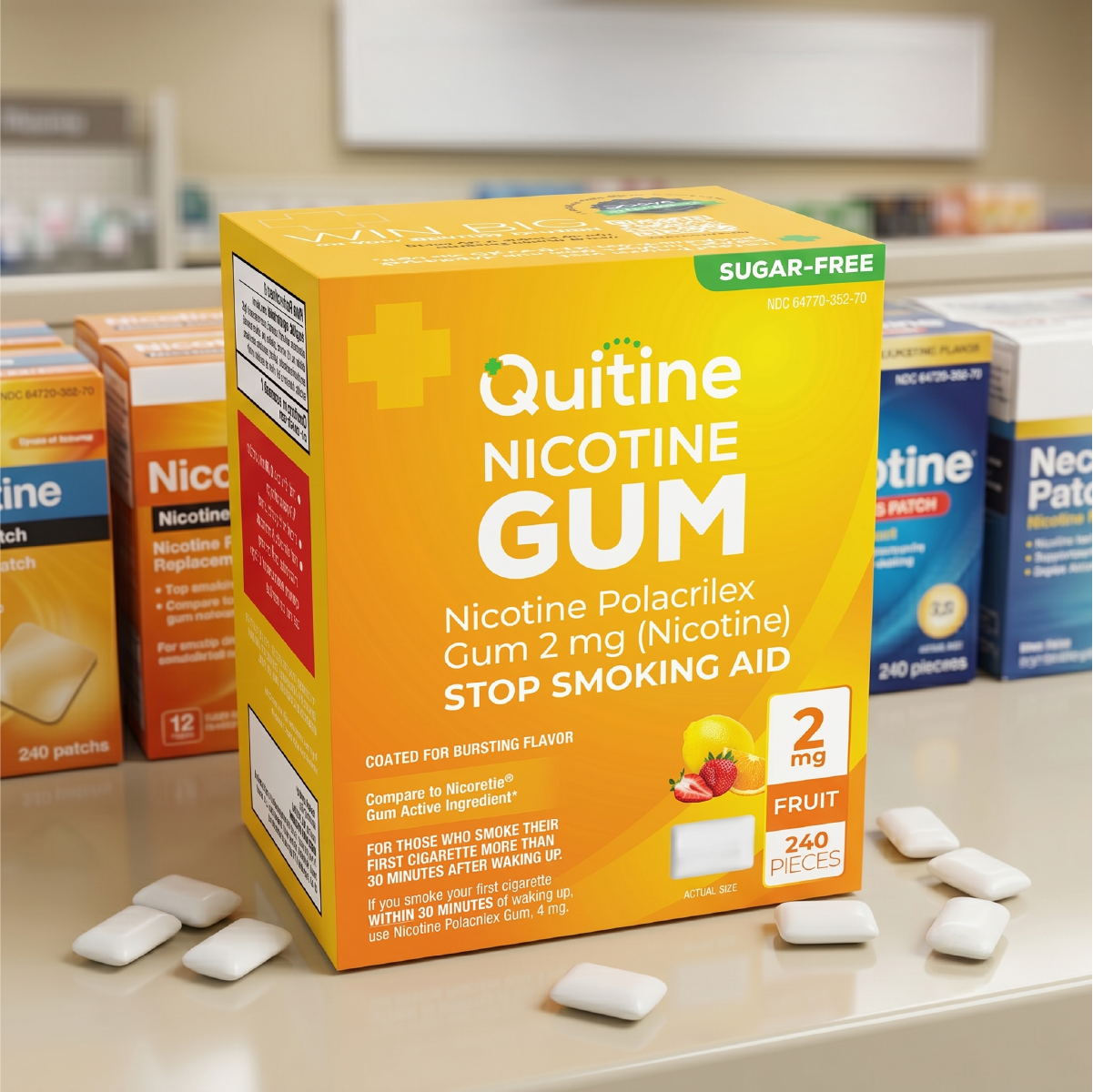 Person chewing Quitine nicotine gum