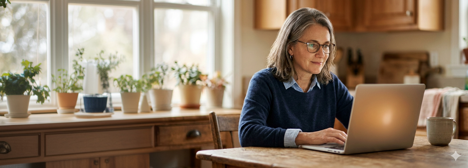 A woman on her computer