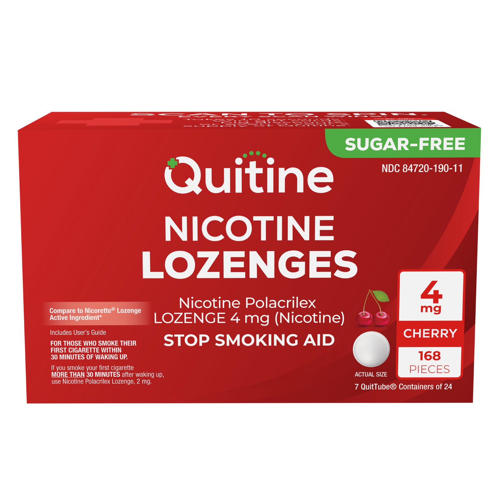 4) Quitine Nicotine Lozenges 4mg Cherry 168 Pieces