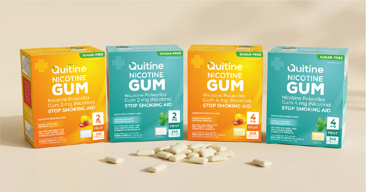 Person chewing Quitine nicotine gum