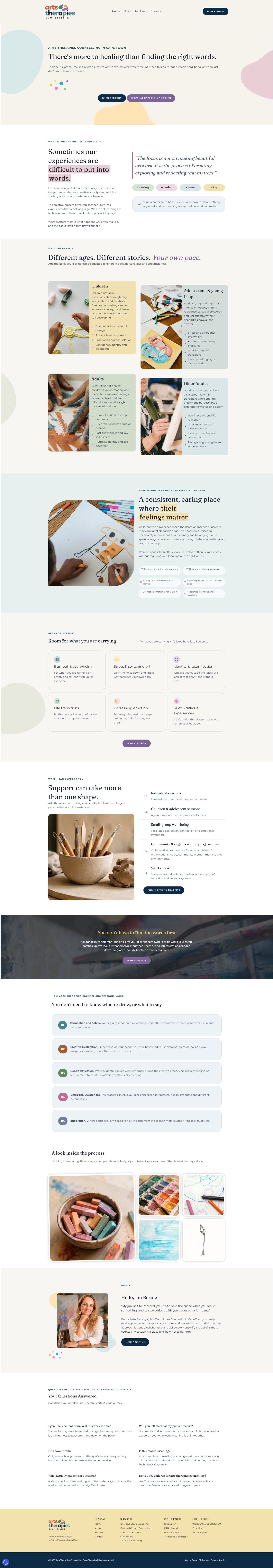 Arts Therapies Counselling test website homepage