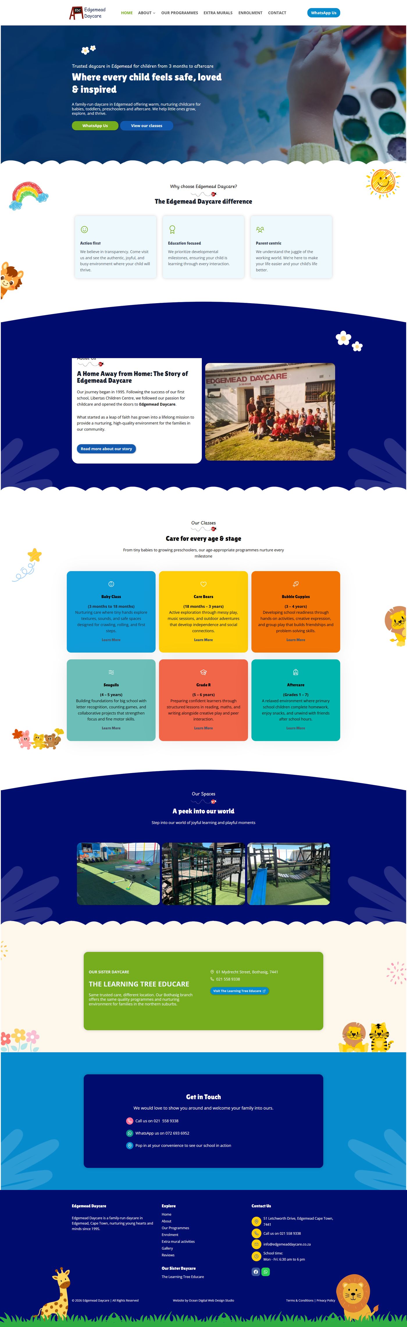 Edgemead Daycare website homepage