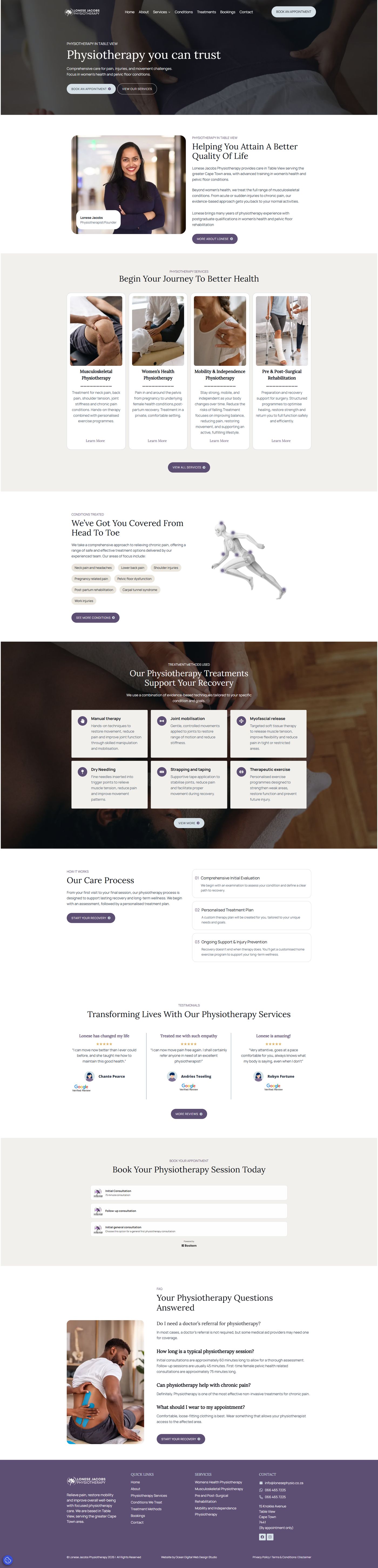 Lonese Jacobs Physiotherapy website homepage