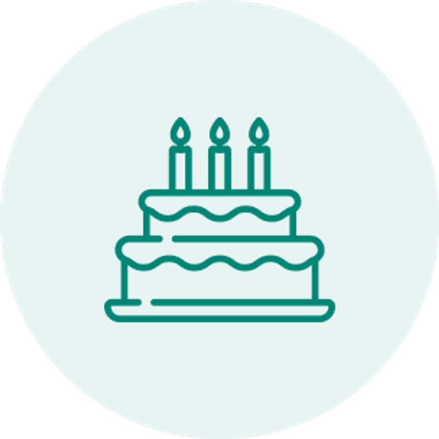 Birthday Category Icon. Image of birthday cake with candles.