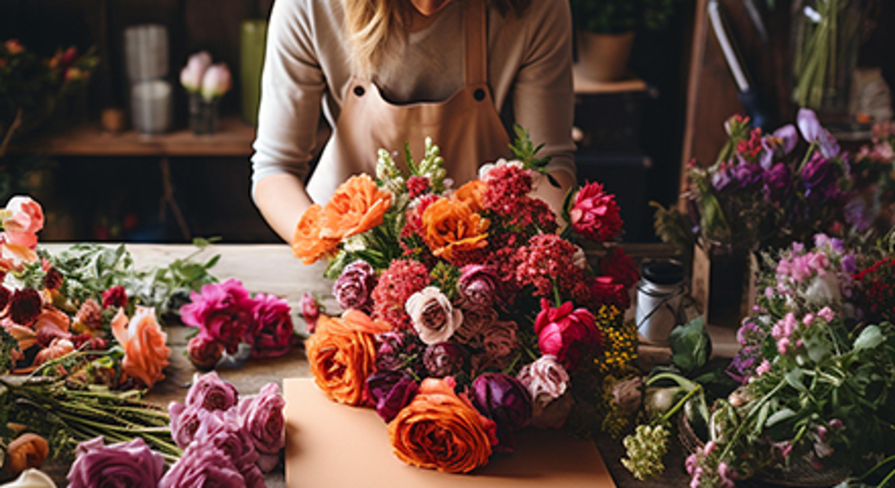 Florist Arranging a flower bouquet