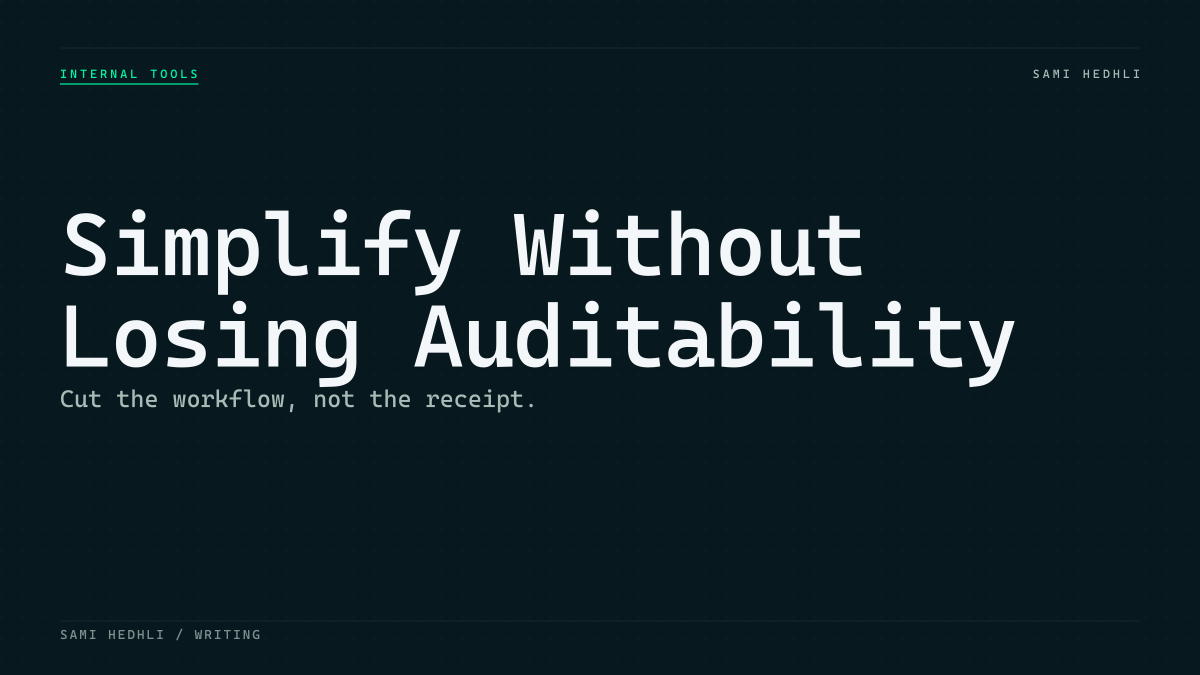 Editorial cover for simplify internal workflow software auditability