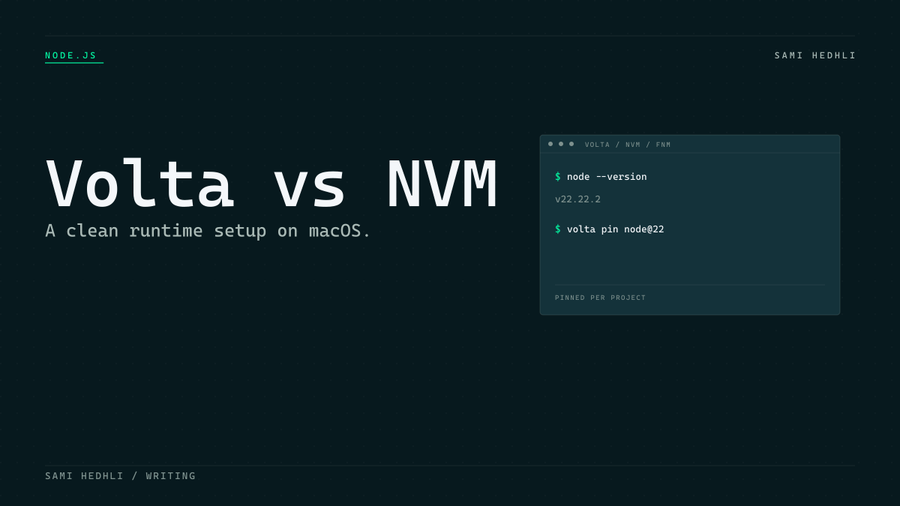 Editorial cover for volta vs nvm macos nodejs runtime setup