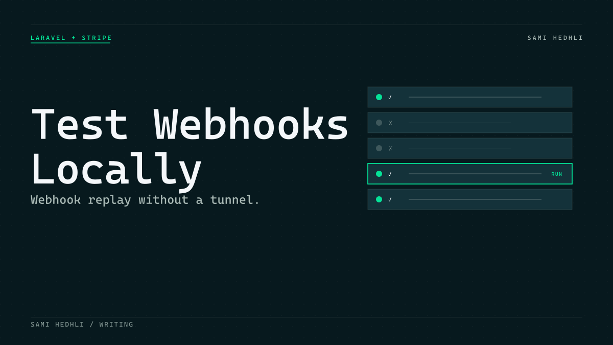Editorial cover for testing stripe webhooks locally laravel