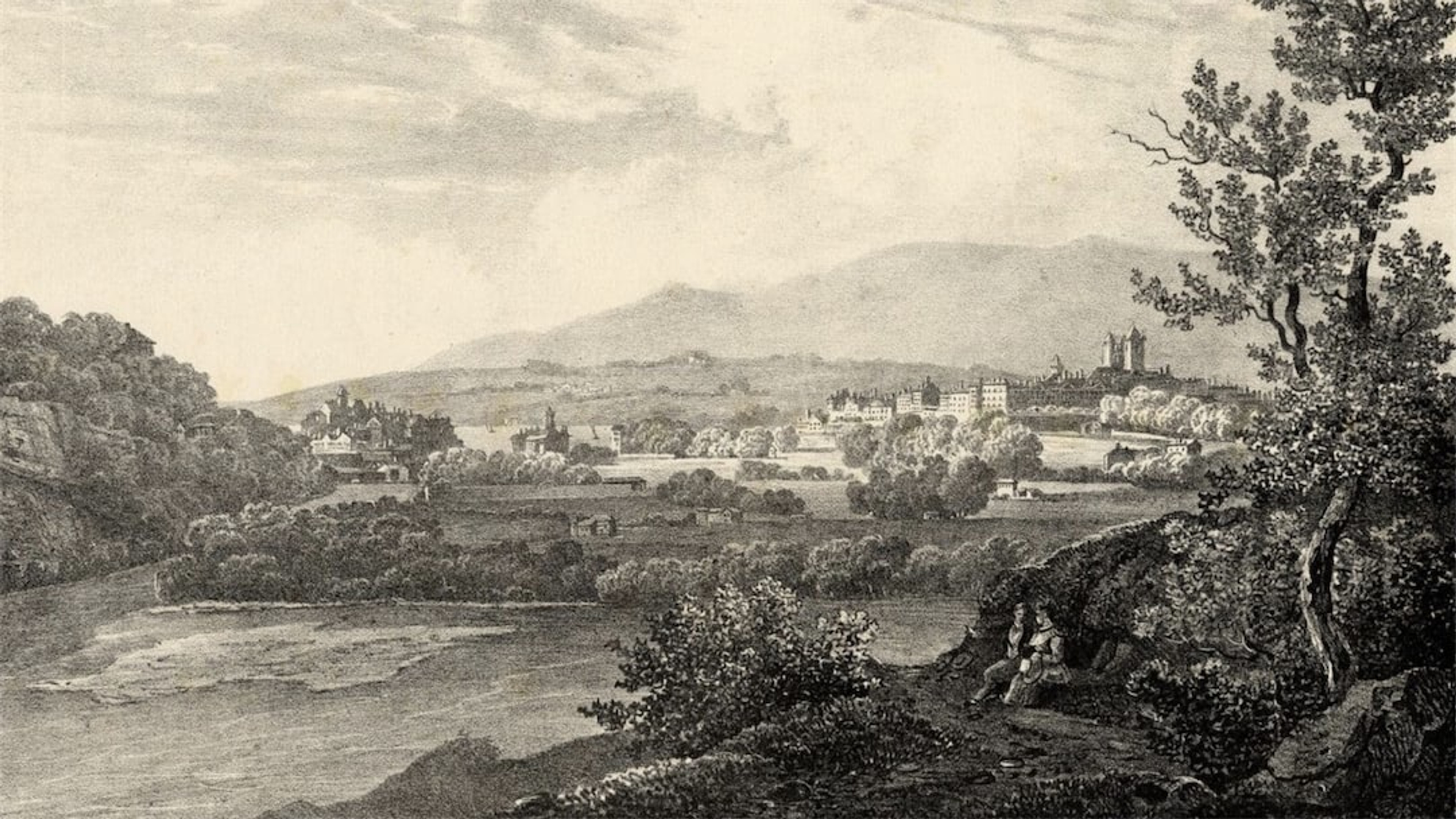 "Vue de Genève prise du Bois de la Bâtie", Alexandre Calame, chez les Frères Manega éditeurs à Genève, © CIG