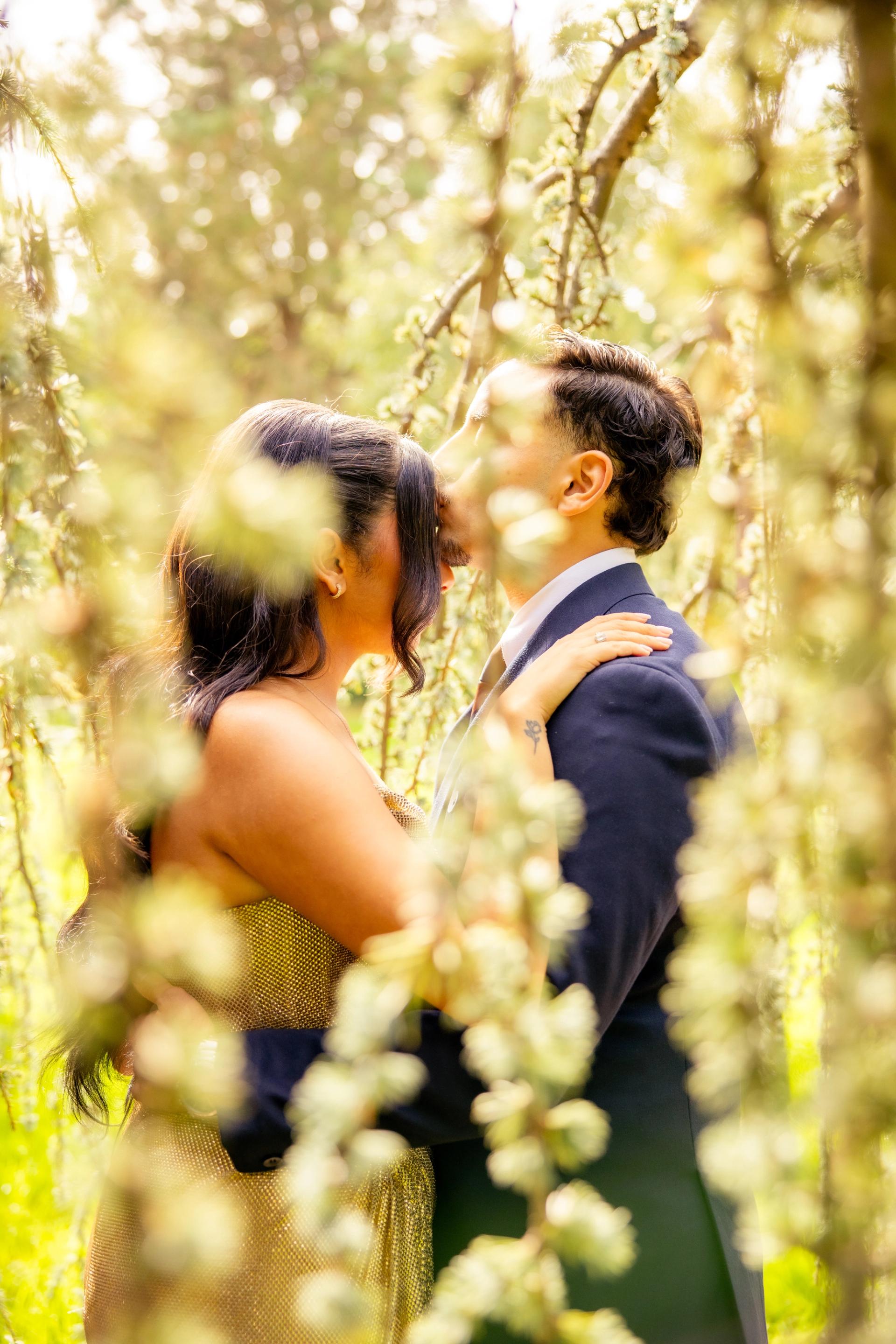 Marco et Marie se regardent sous les branches fleuries