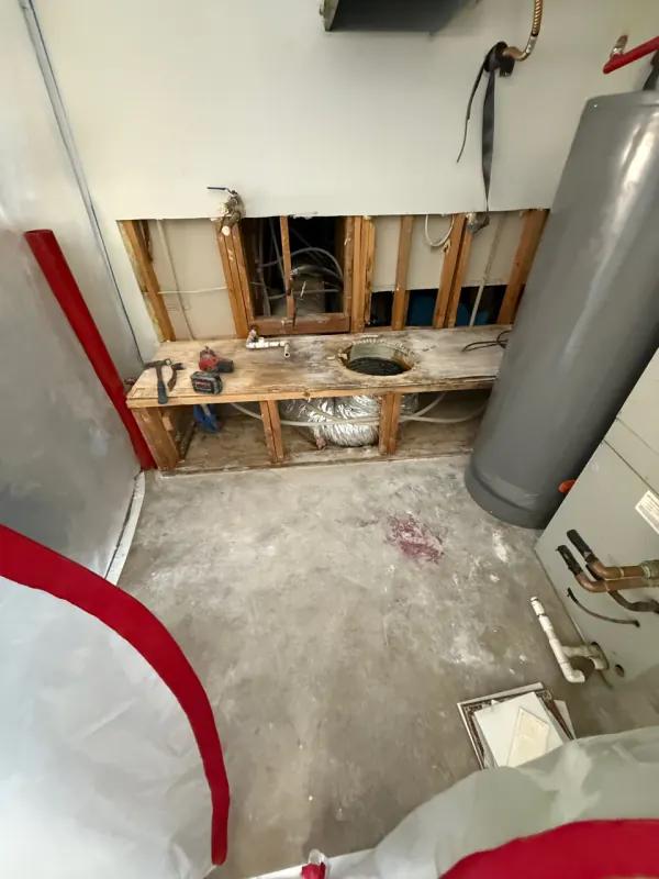 Bathroom reconstruction and framing after water damage repair in Henderson, NV