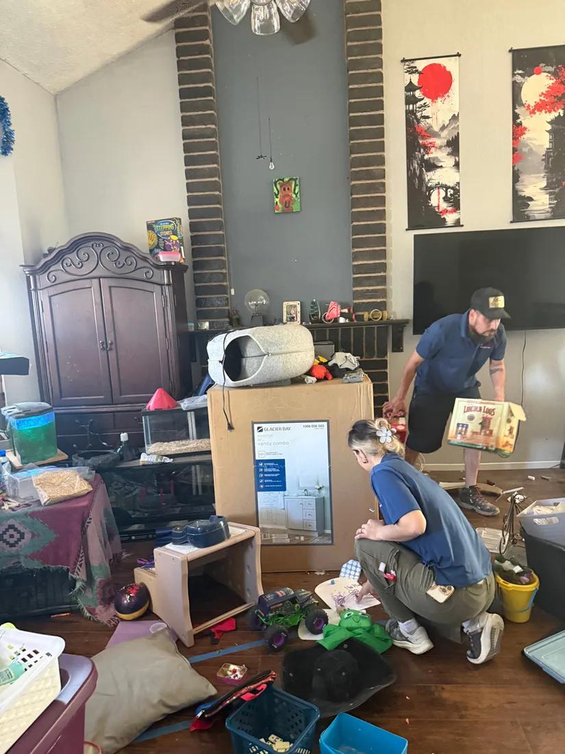 Cleanup crew sorting belongings during specialty cleaning in Henderson, NV