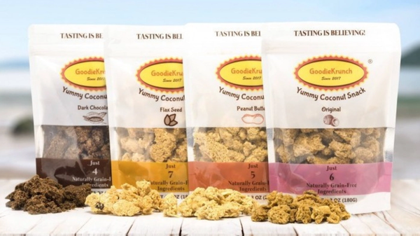 GoodieKrunch Yummy Coconut Snack in 4 flavors.