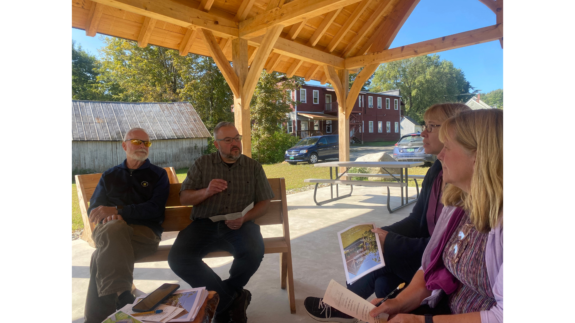 Community members enjoying the Guilford Community Park pavilion.