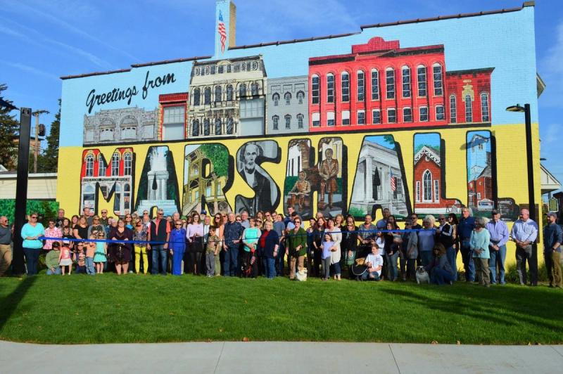 The ribbon cutting ceremony for Grand Street Park in Marshall, Michigan.