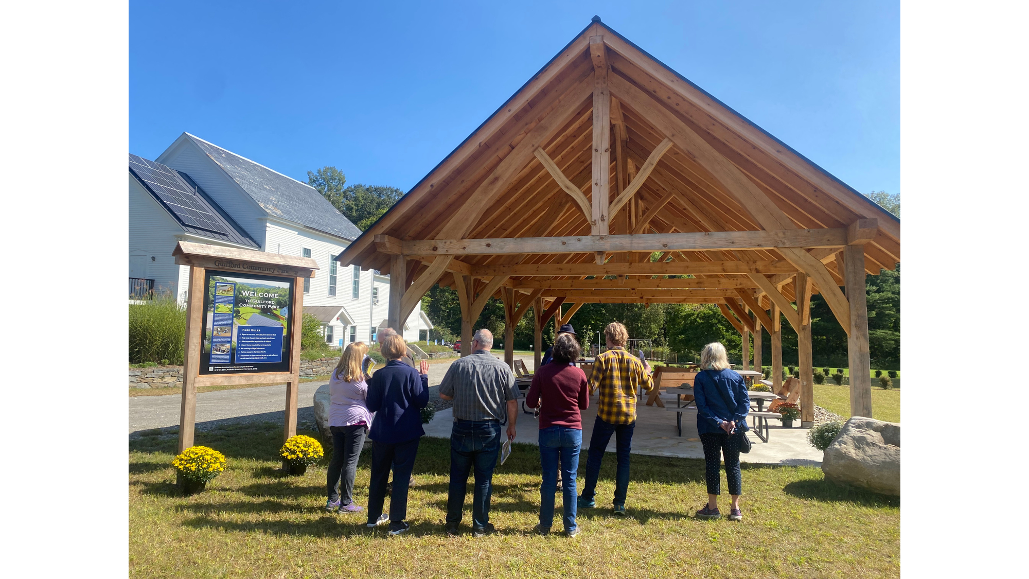 Community members enjoying the Guilford Community Park pavilion.