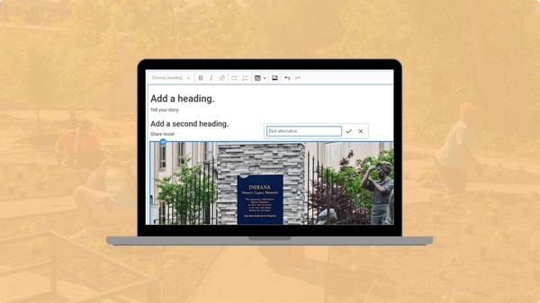 Patronicity’s text editor with sample headings and images.