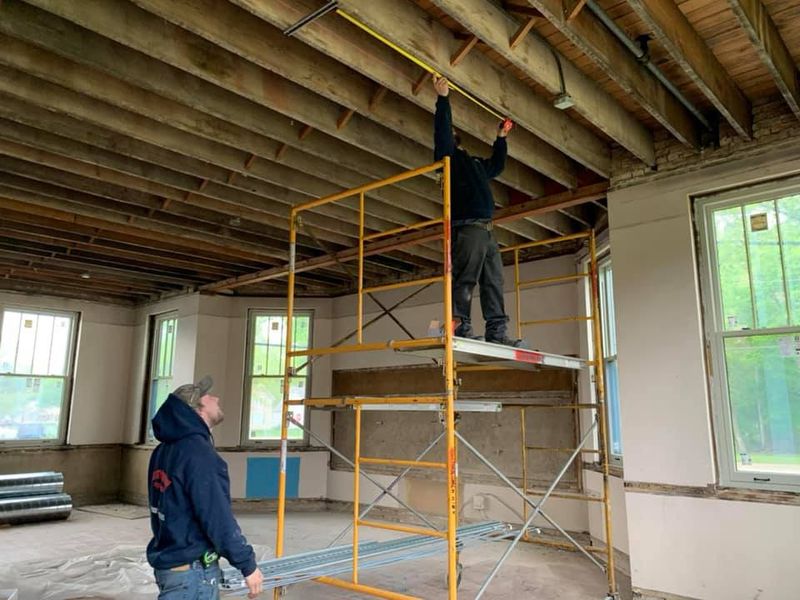 Construction in progress at the former Huss School