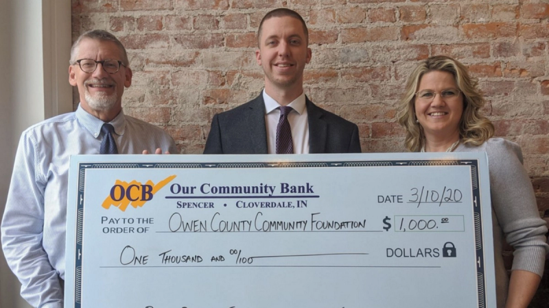 The Heart of Owen County crowdfunding campaign received a generous donation from their local bank.