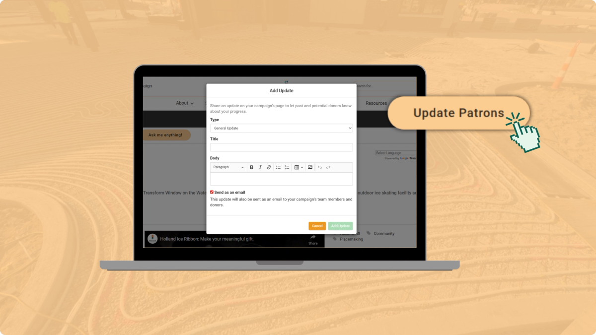 Patronicity.com’s Update Patrons feature