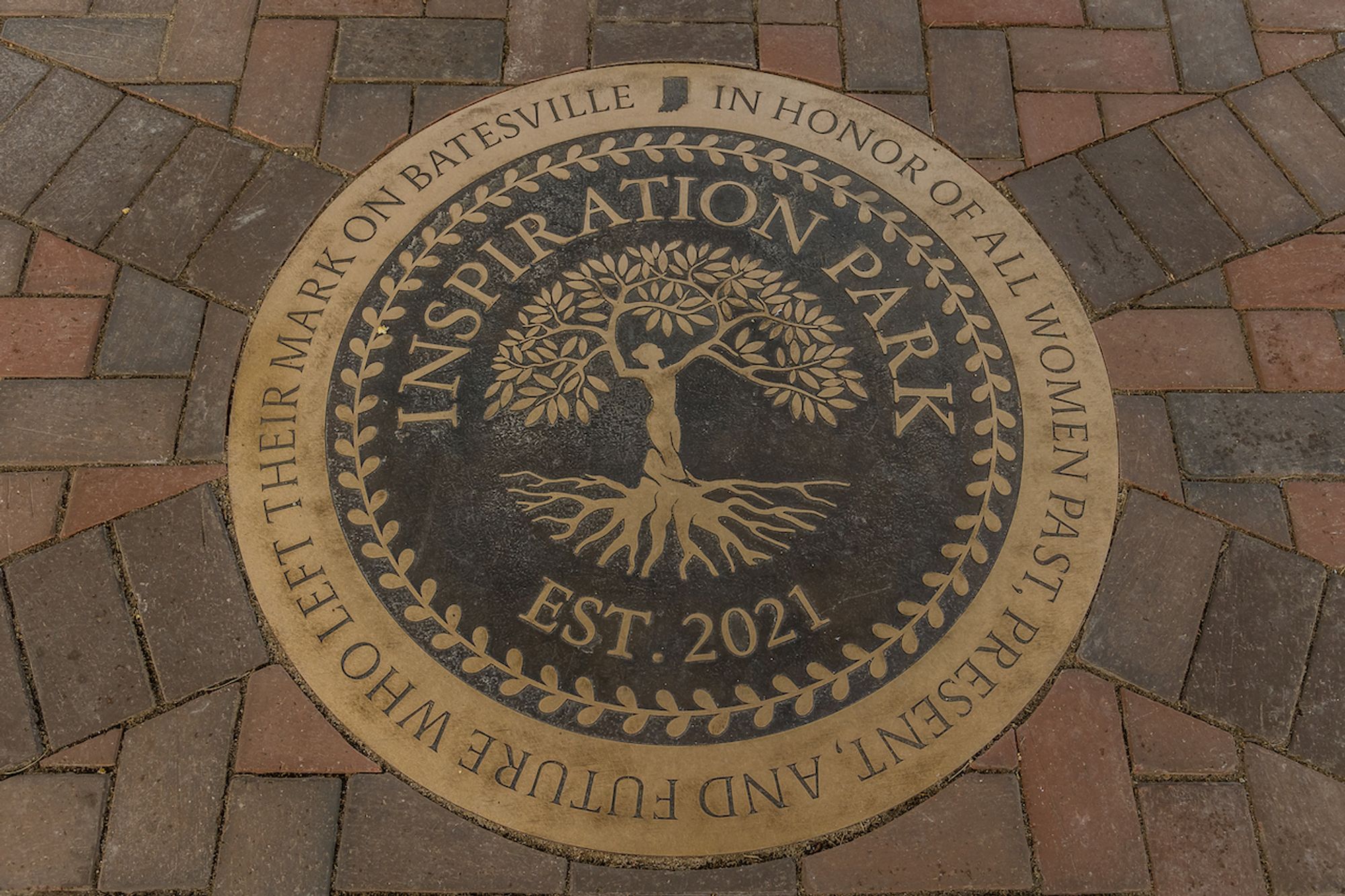 Batesville Main Street medallion for Inspiration Park