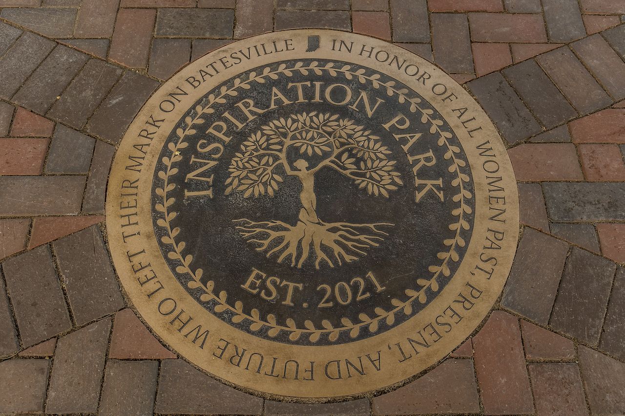 Batesville Main Street medallion for Inspiration Park