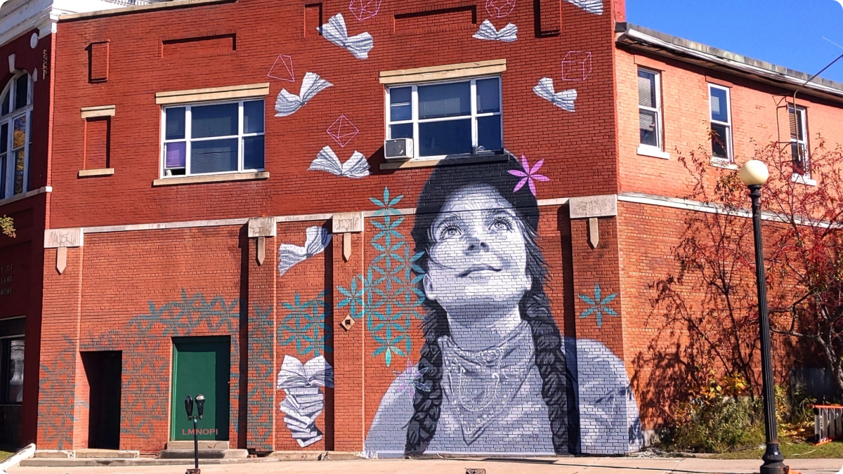 A mural of a woman in Vermont. 