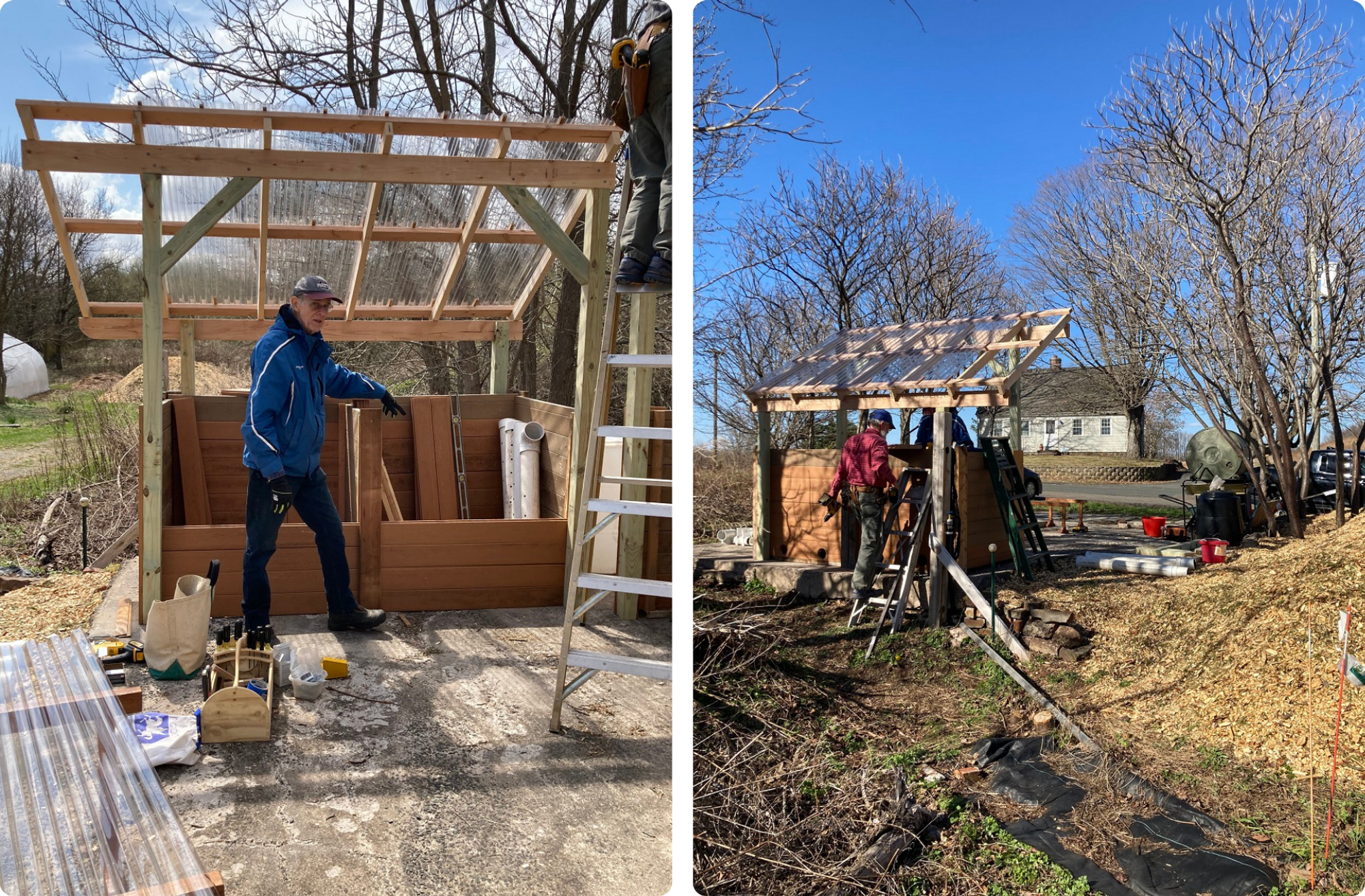 Volunteers working on the Community Composting system at Boulder Knoll Farm