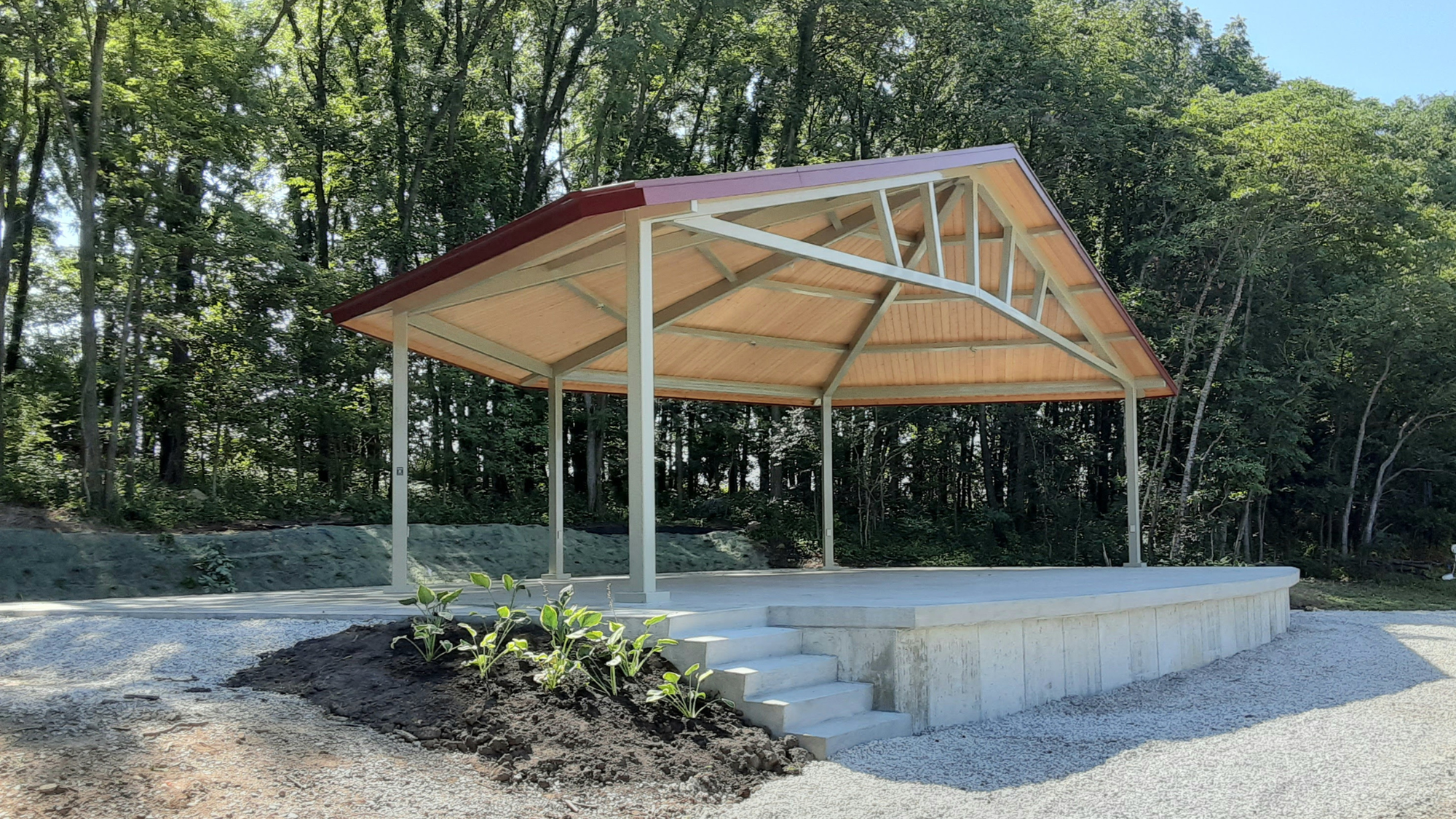 The amphitheater under construction at Abby and Libby Memorial Park.