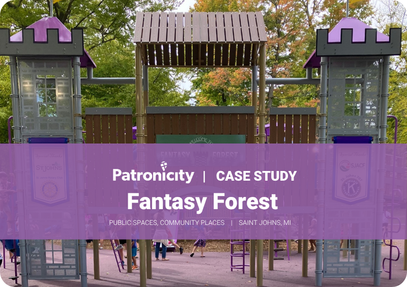 The castle-shaped entrance to the updated Fantasy Forest playground