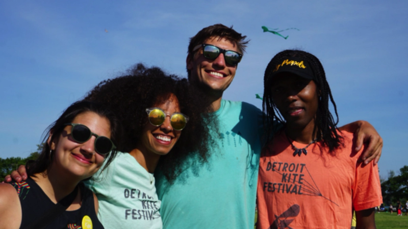 Margo Dalal (pictured far left) with friends at the Detroit Kite Festival