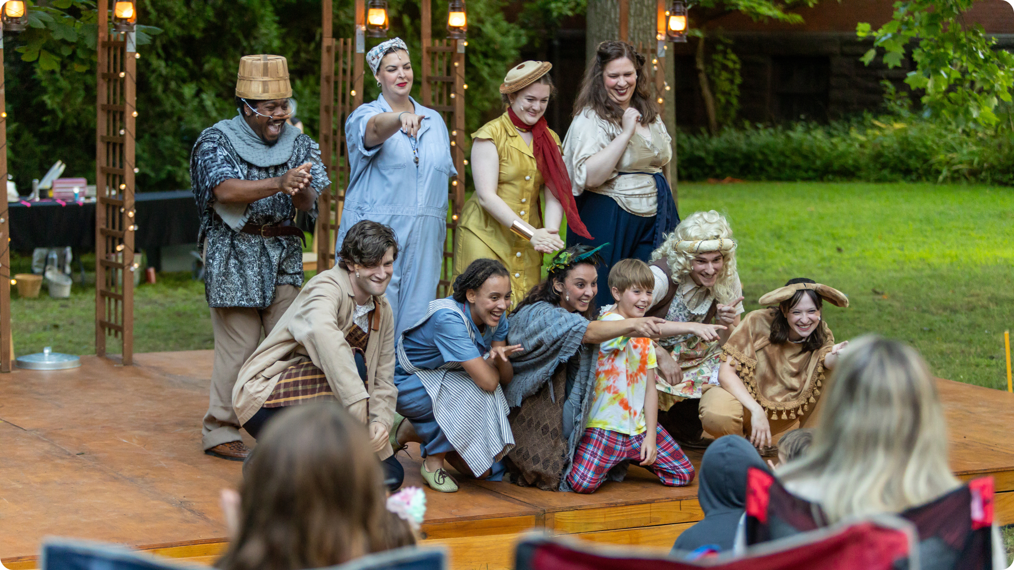 Time's Fool Company presents Hamlet on a park stage in Wethersfield, CT.