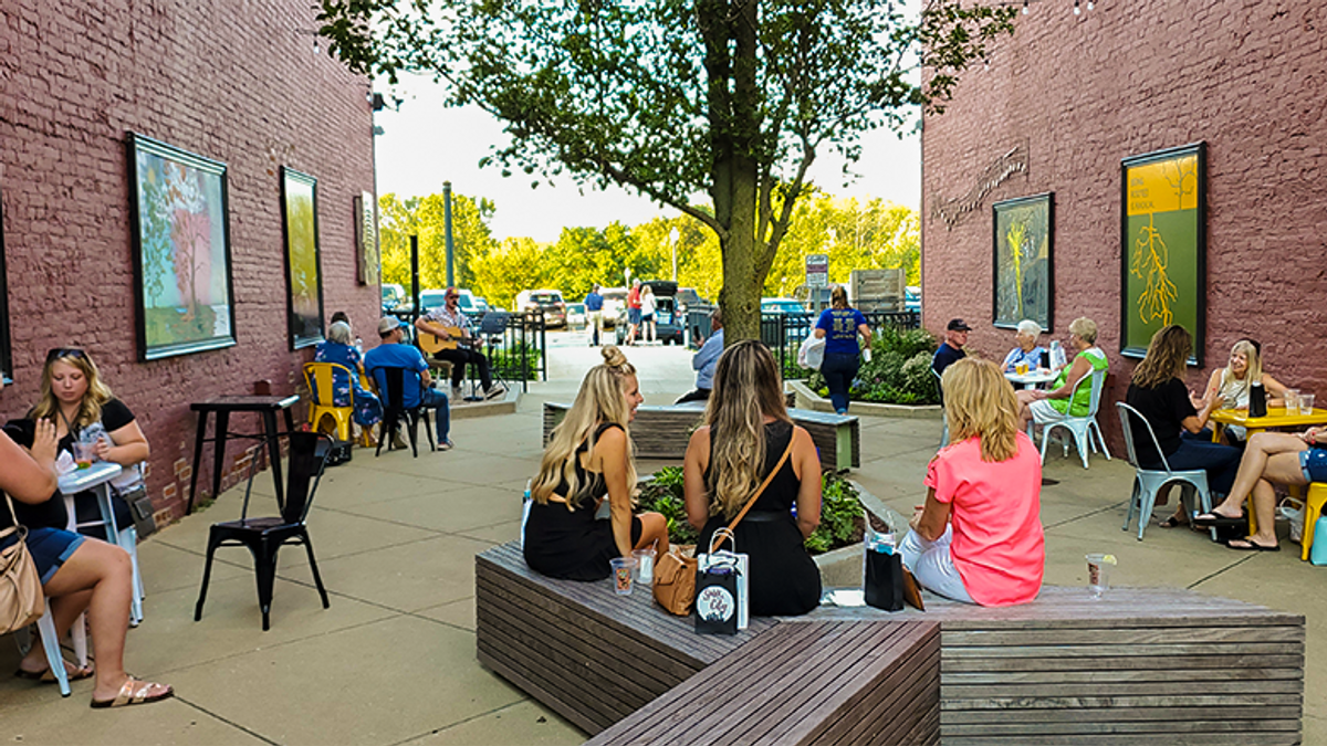 An alleyway turned public space in Michigan.