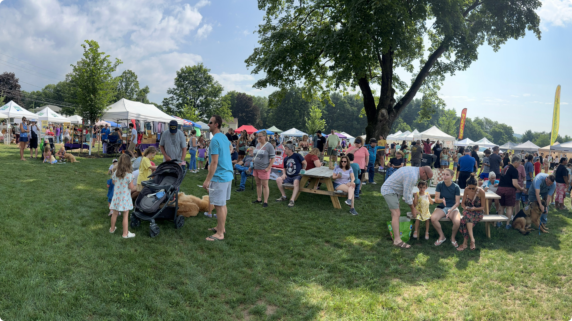 A panorama shot of the Ellington Farmers Market