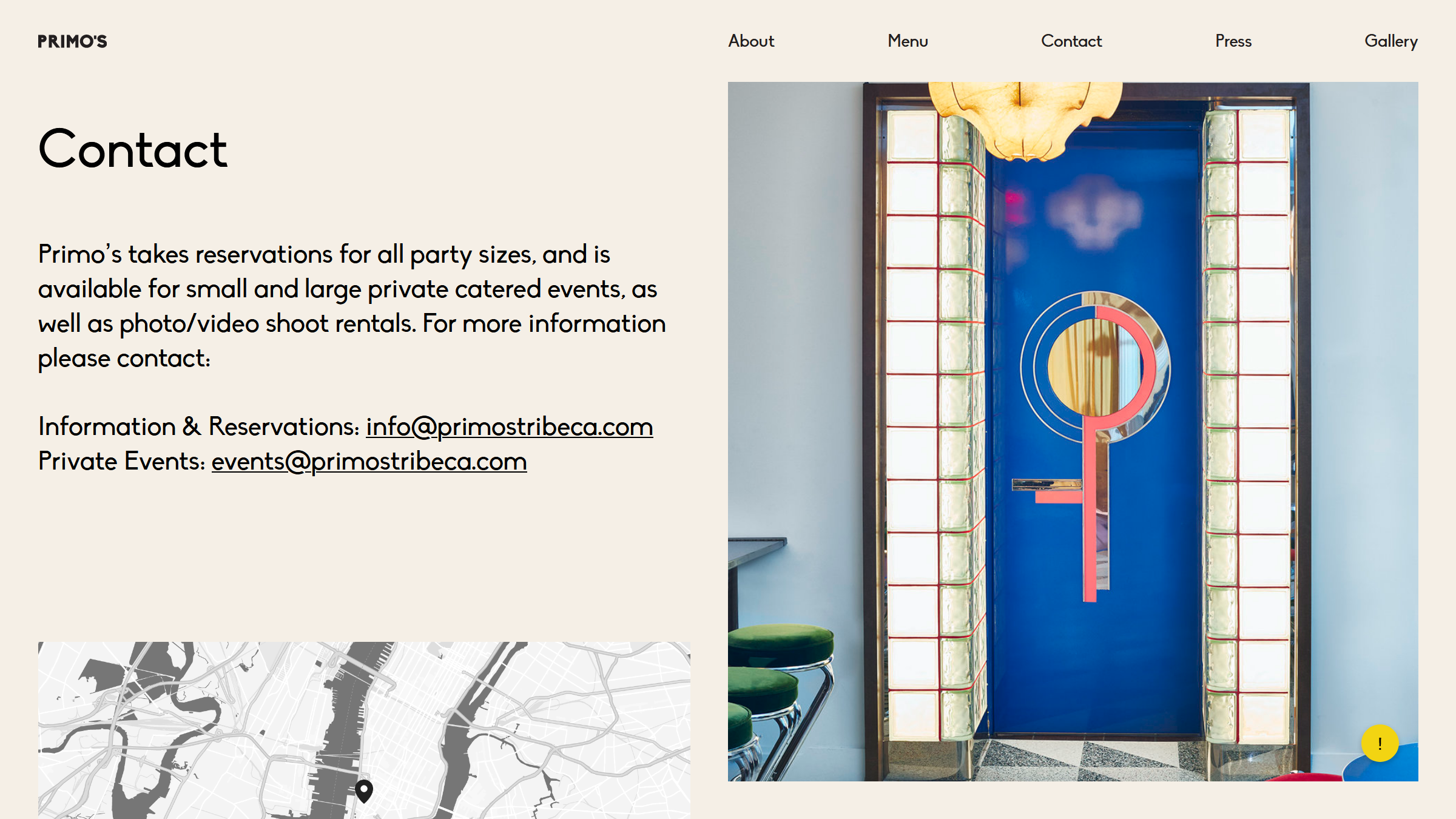 Primo's Website Contact