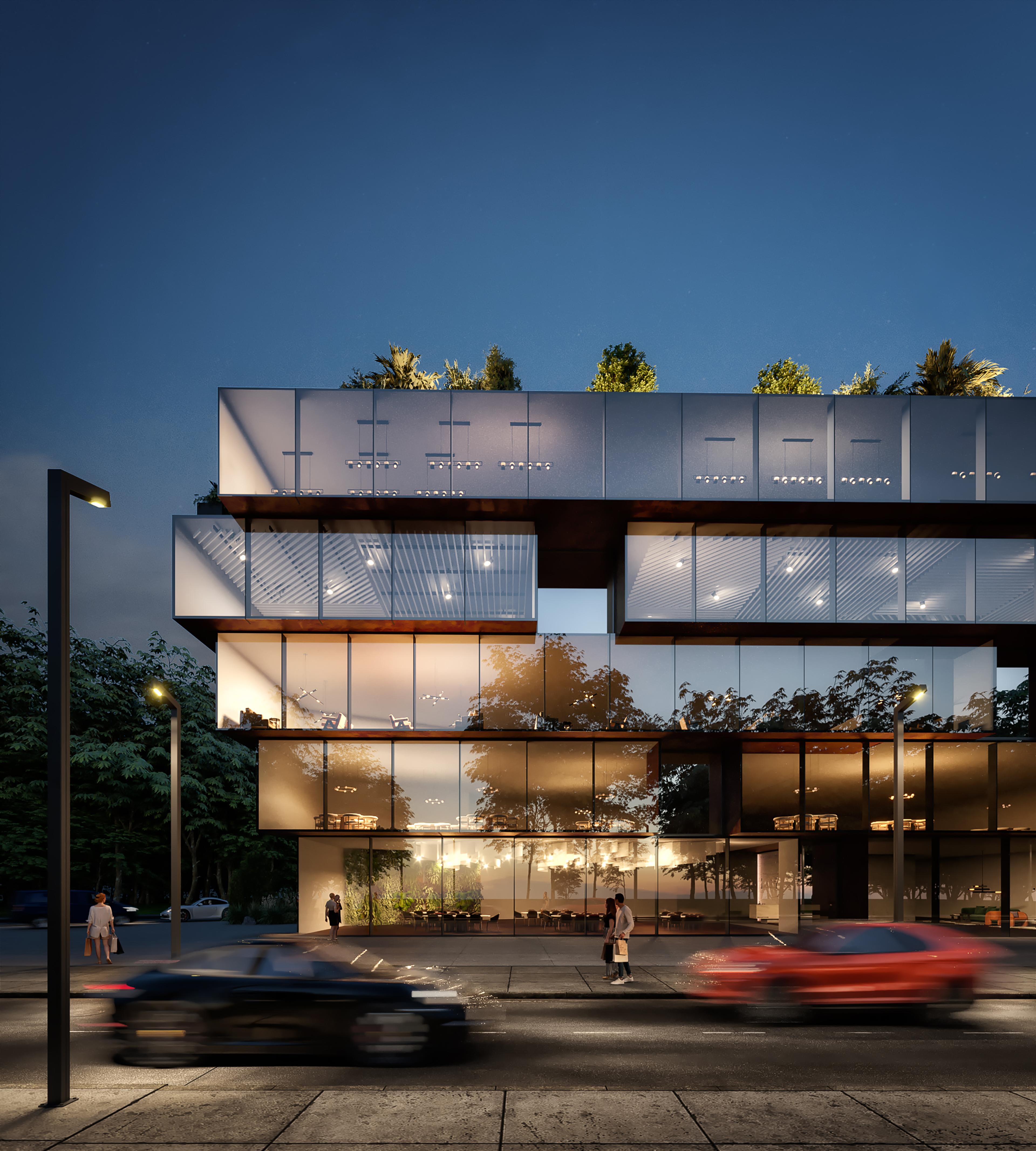 Retail and office building render, second view, EUROLUX Building