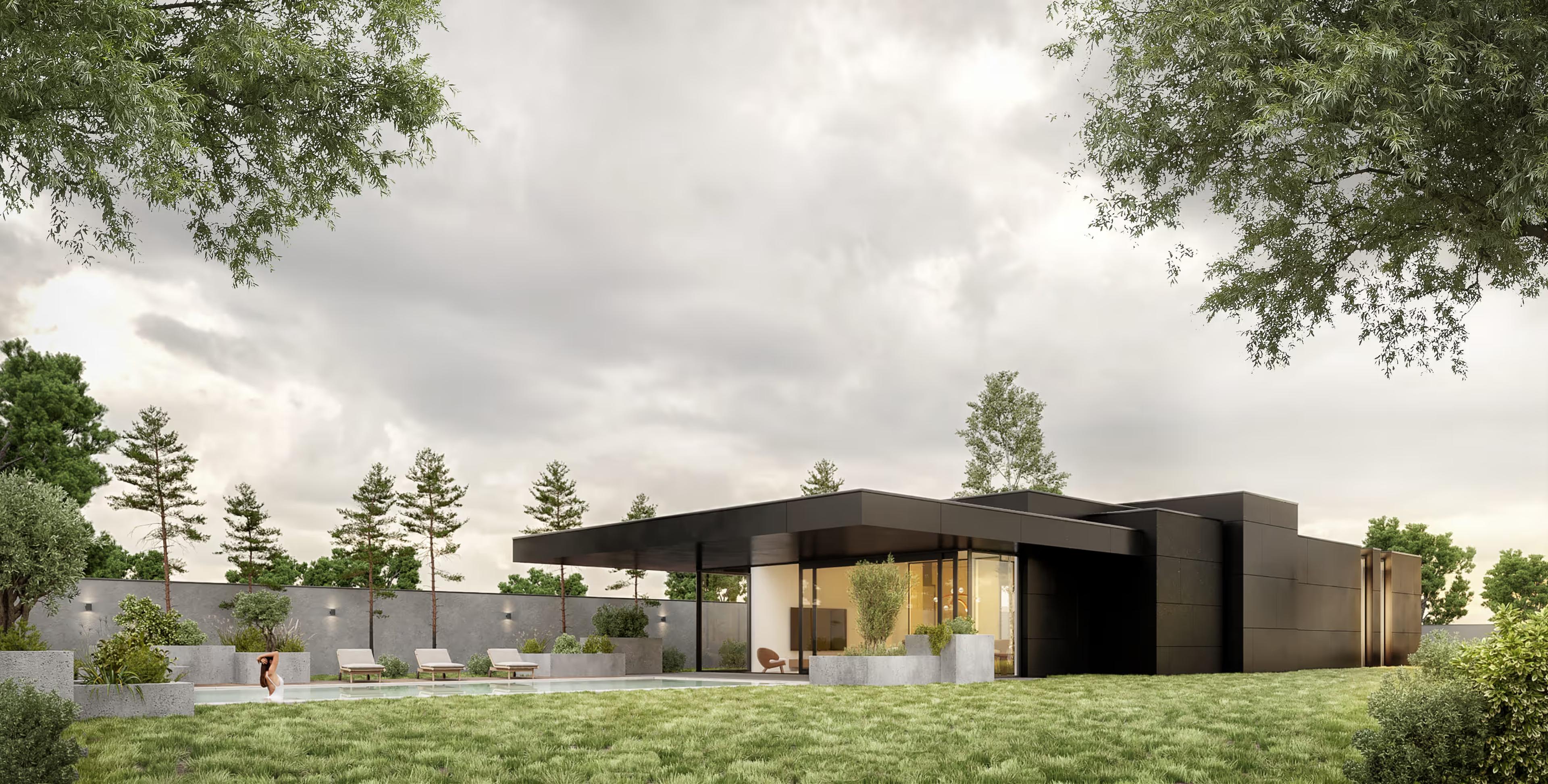 Exterior render, D House