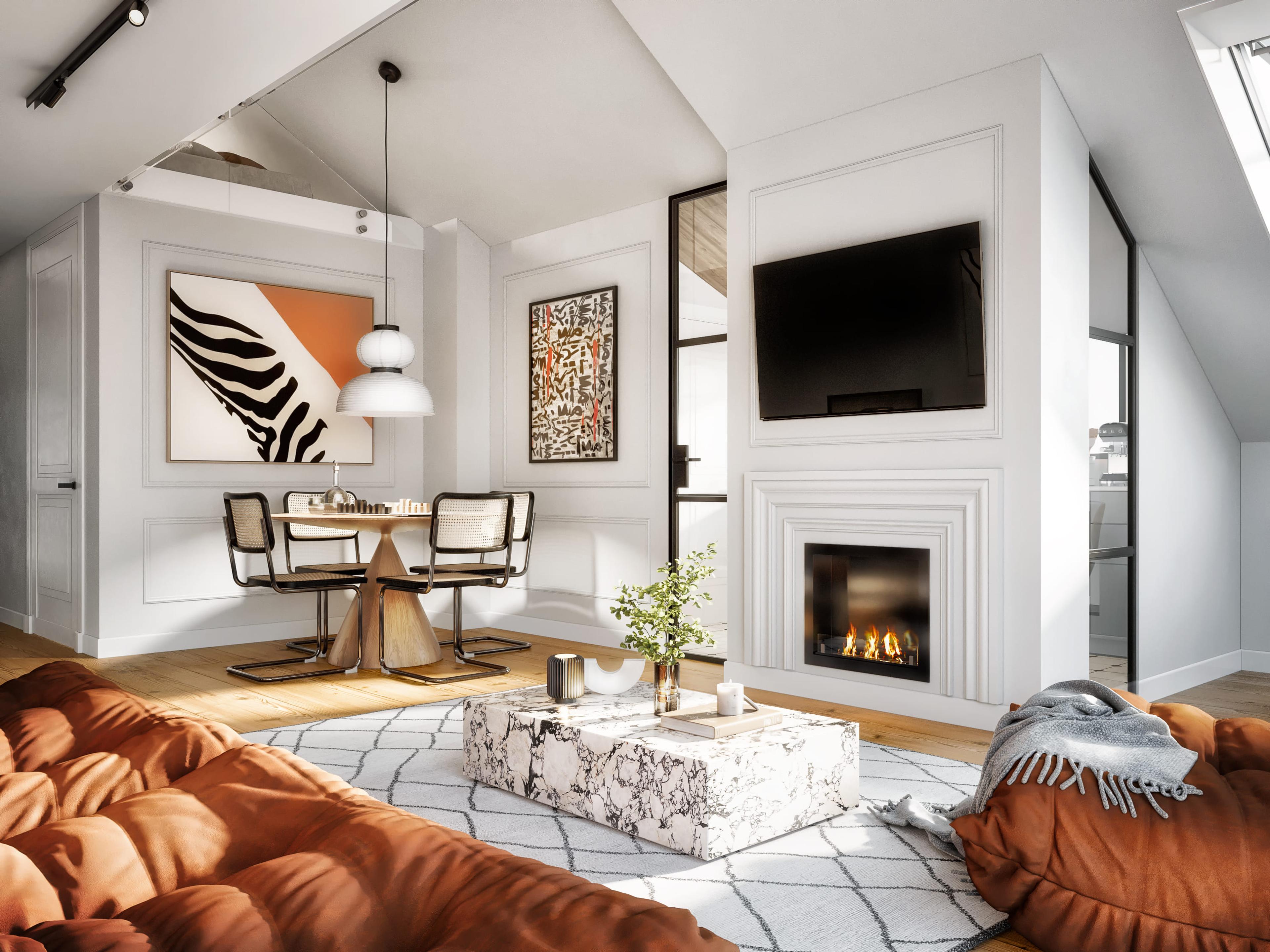 Apartment interior render, second view, Prahovska