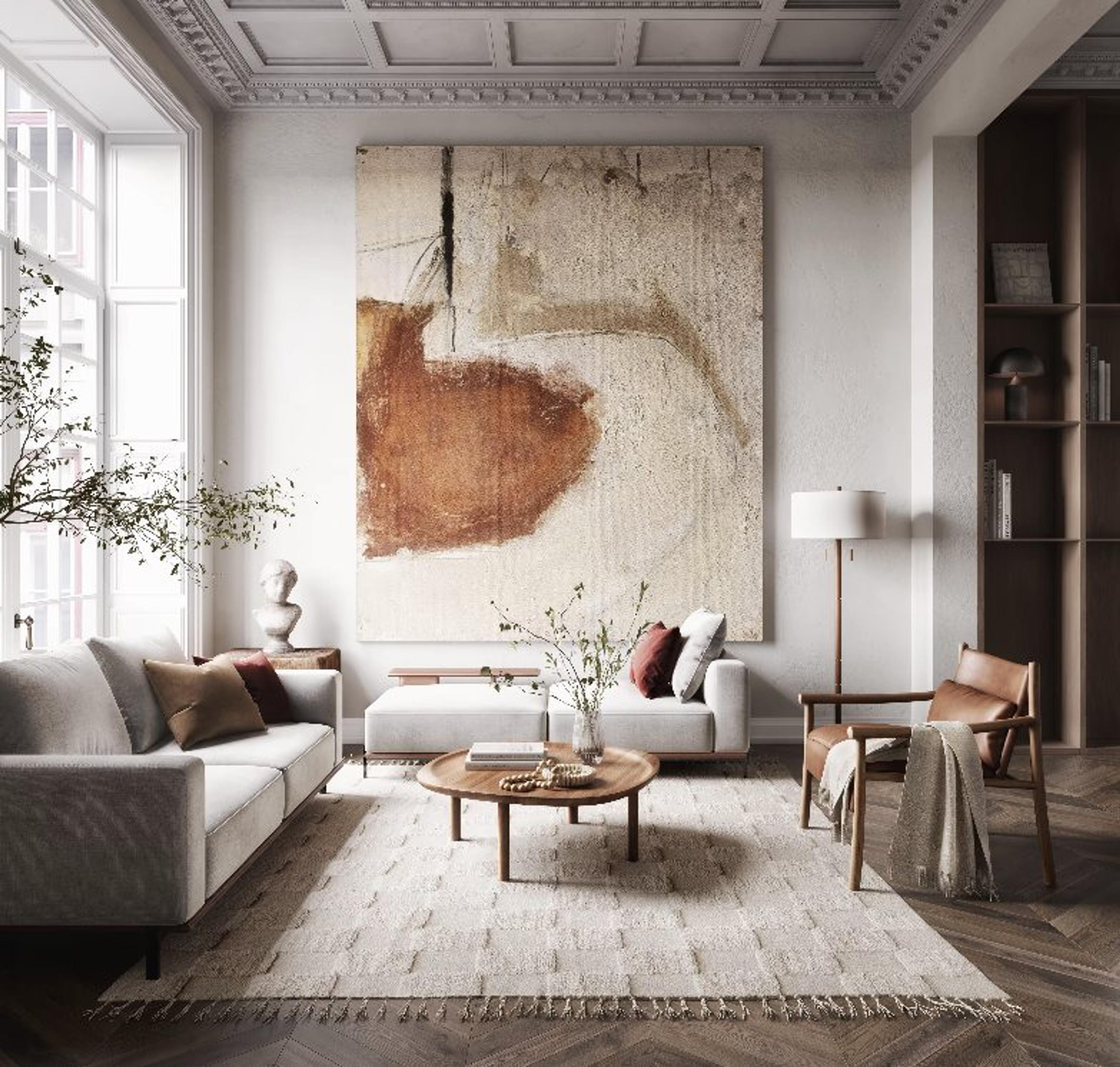 Living room render, Le Bordeaux Apartment