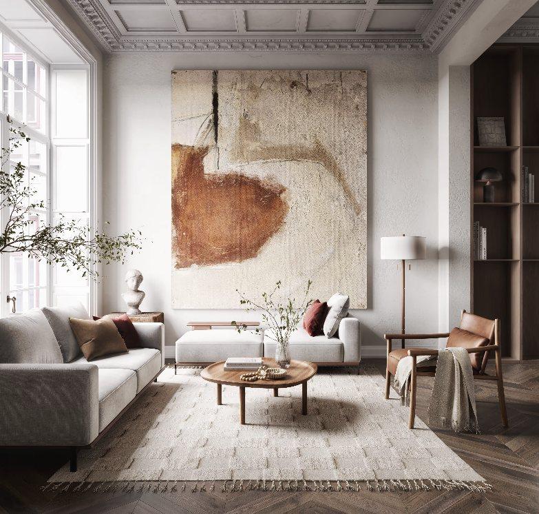 Living room render, Le Bordeaux Apartment