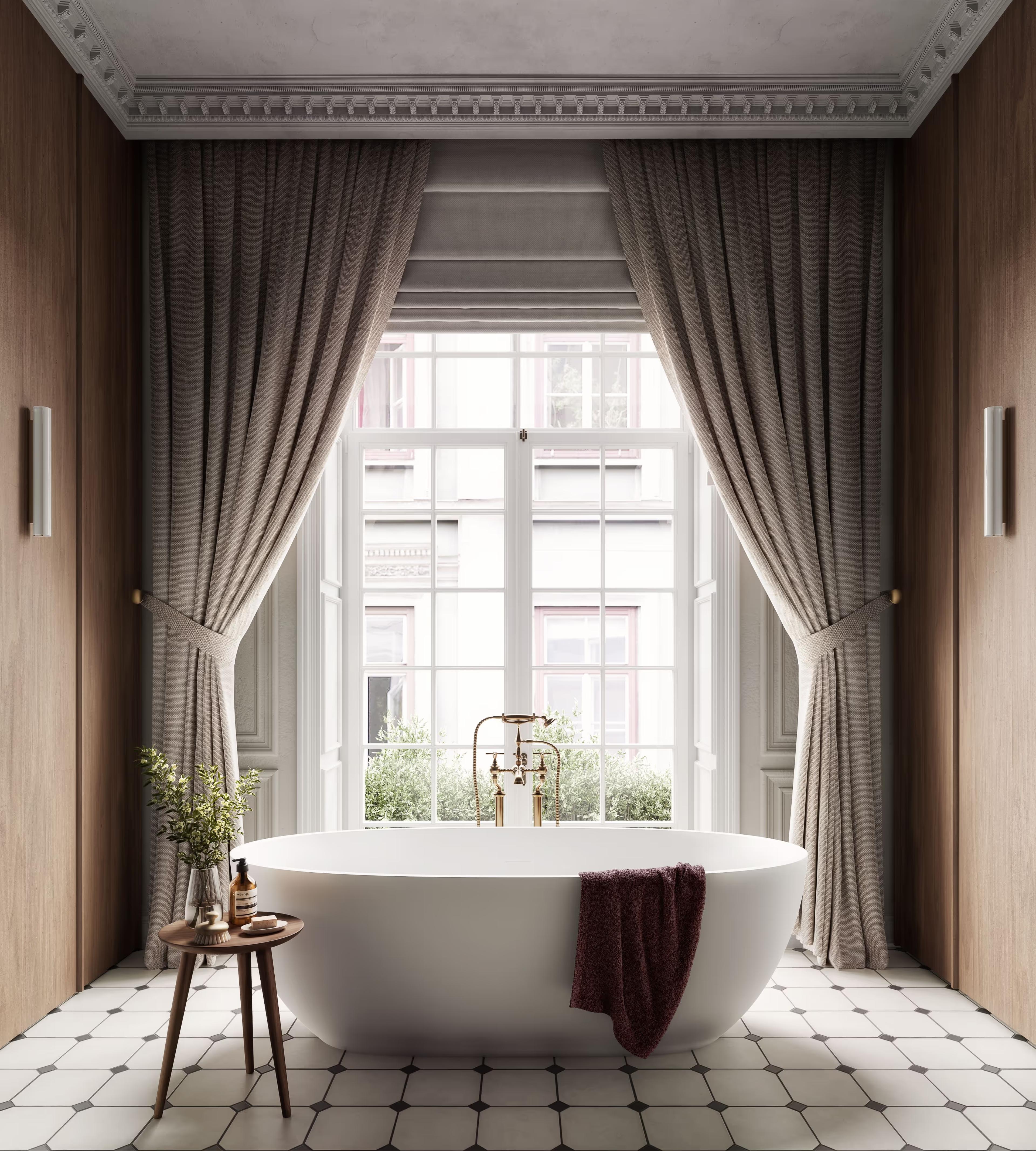 Bathroom with freestanding tub